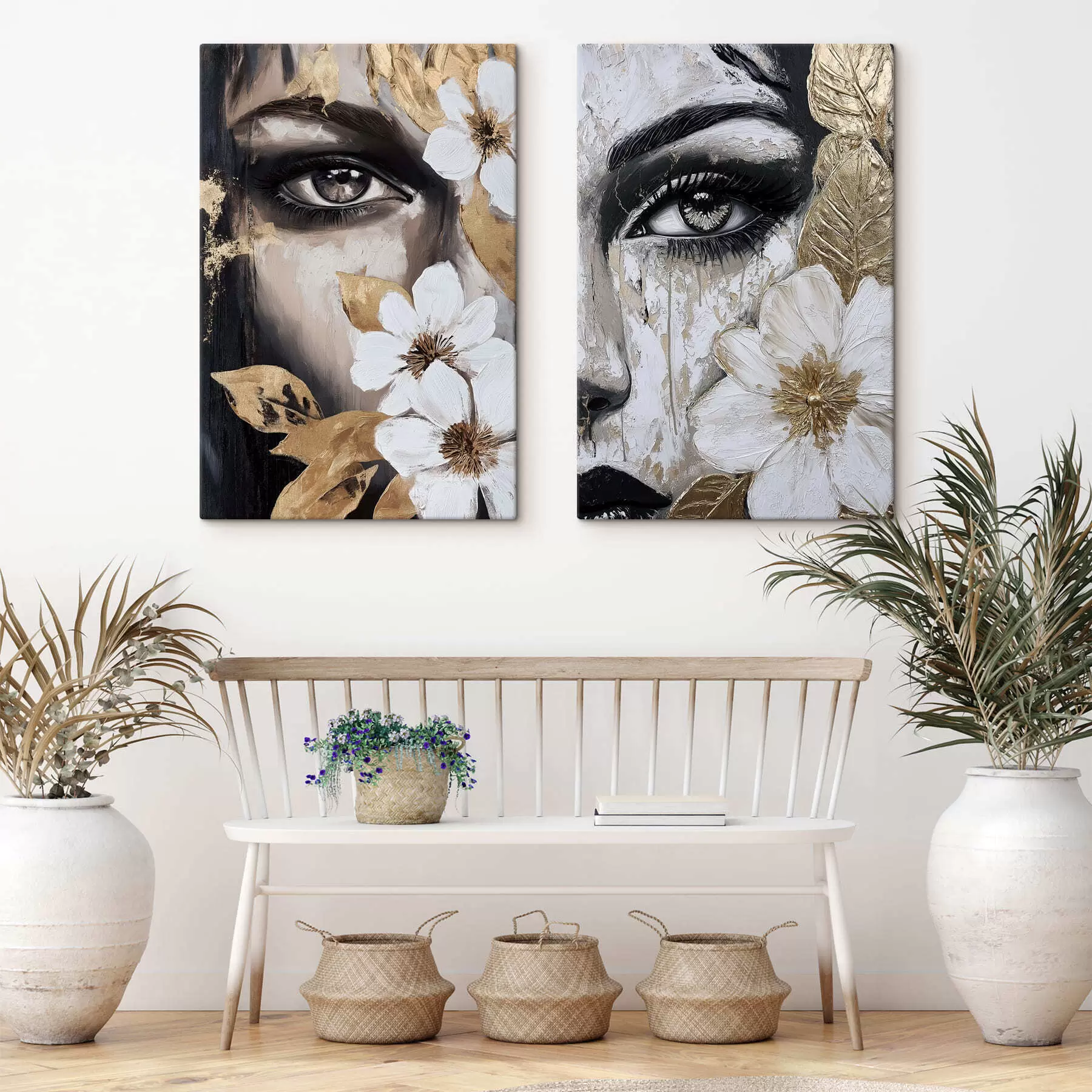 Fototapete Abstrakte Gesichter mit Blumen m30495
