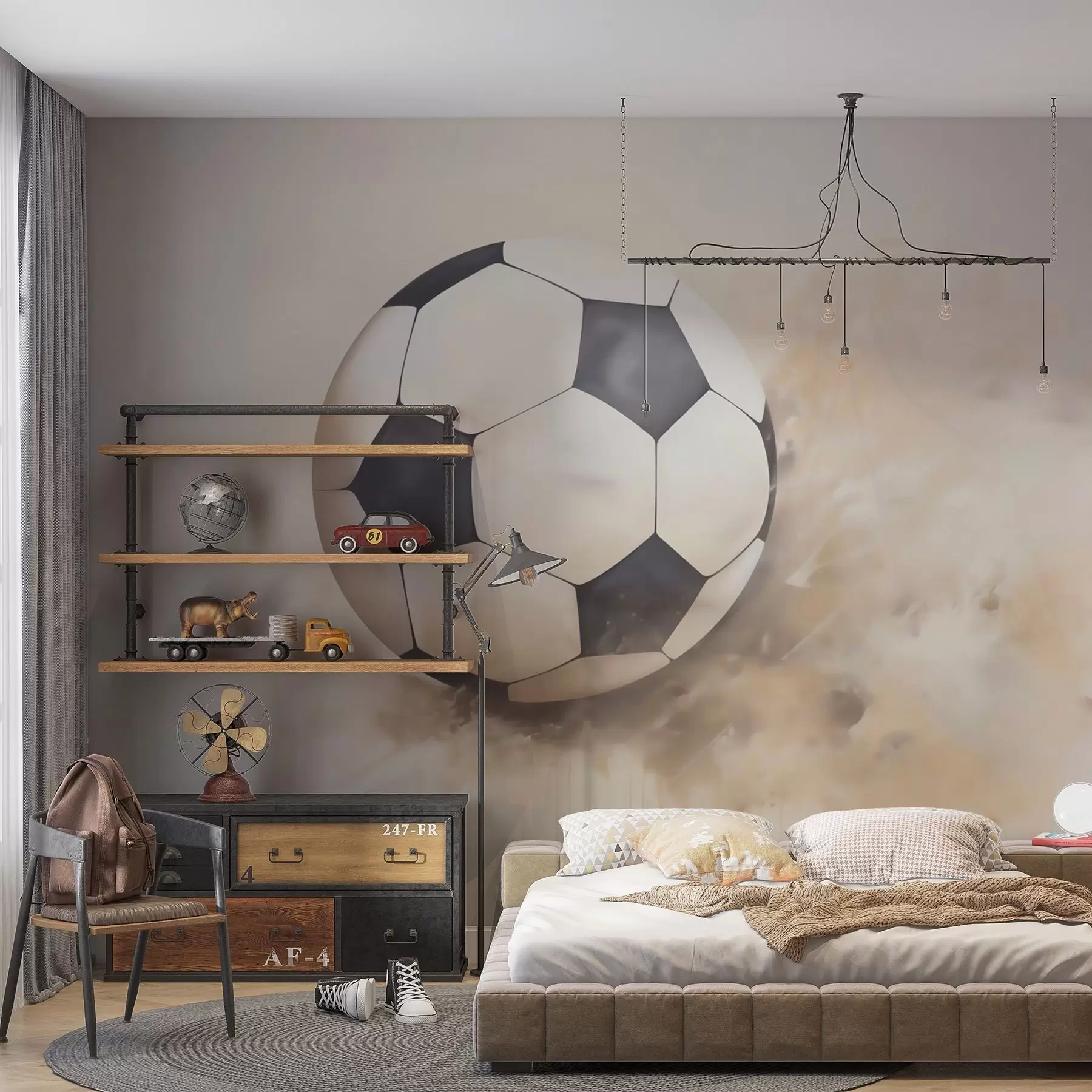 Fototapete Gemälde, das einen Fußball nachahmt w05640
