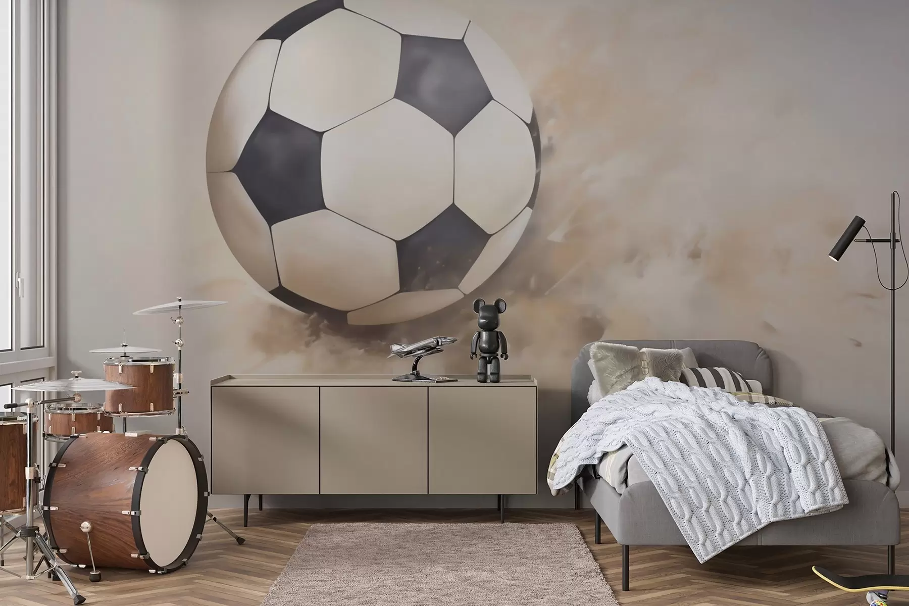 Fototapete Gemälde, das einen Fußball nachahmt w05640