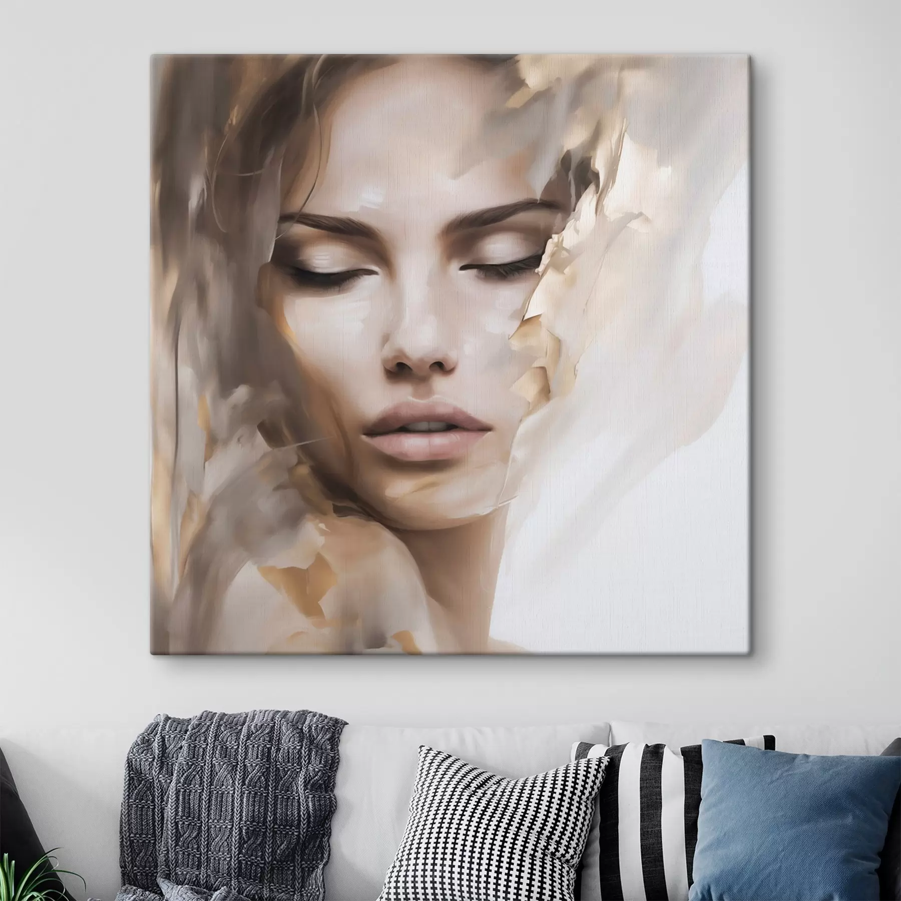 Fototapete Abstraktes Porträt einer Frau, Malerei-Imitation s49132