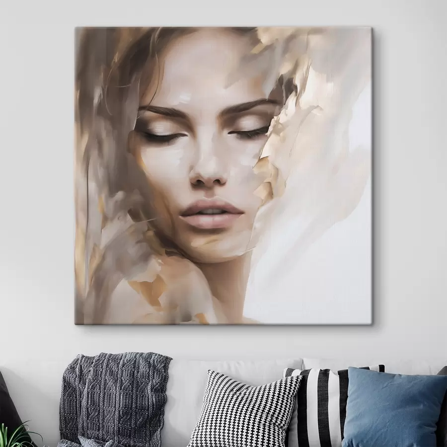 Fototapete Abstraktes Porträt einer Frau, Malerei-Imitation s49132
