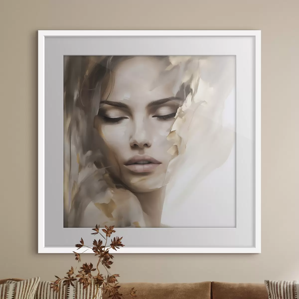 Poster Abstraktes Porträt einer Frau, Malerei-Imitation f49132