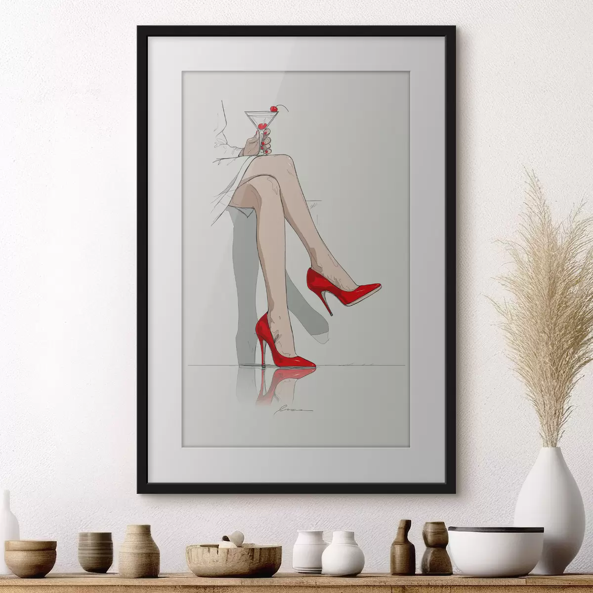 Poster Rote High Heels &amp; Martini f49325