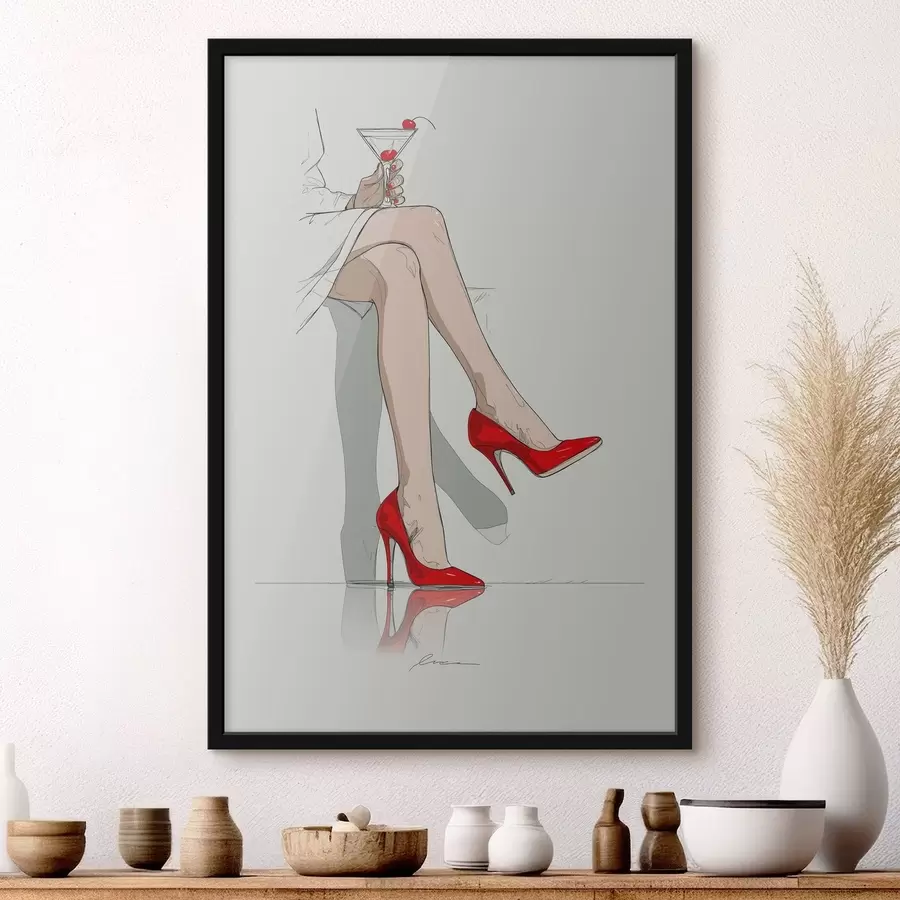 Fototapete Rote High Heels & Martini f49325