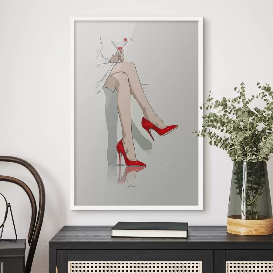 Fototapete Rote High Heels & Martini f49325