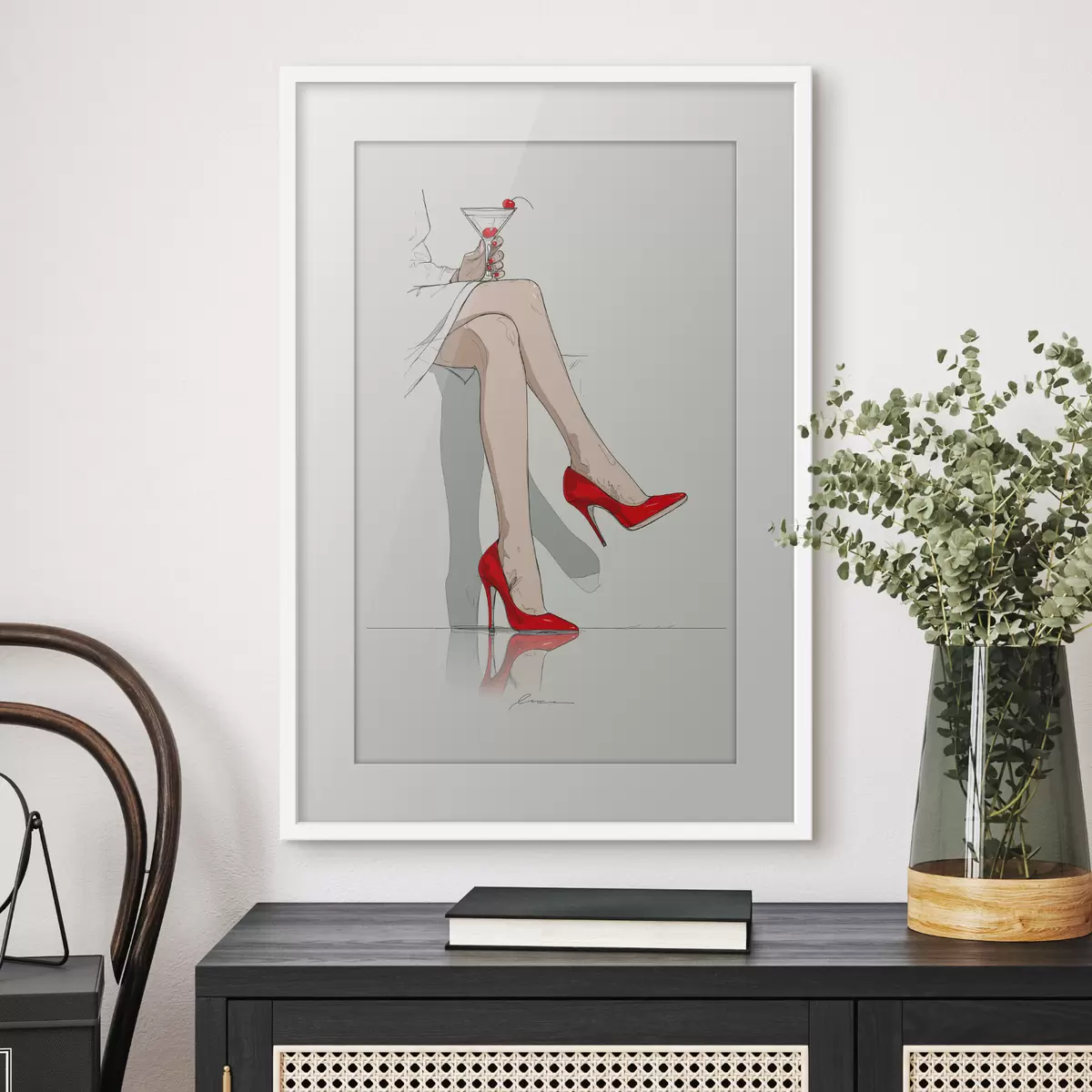Poster Rote High Heels &amp; Martini f49325