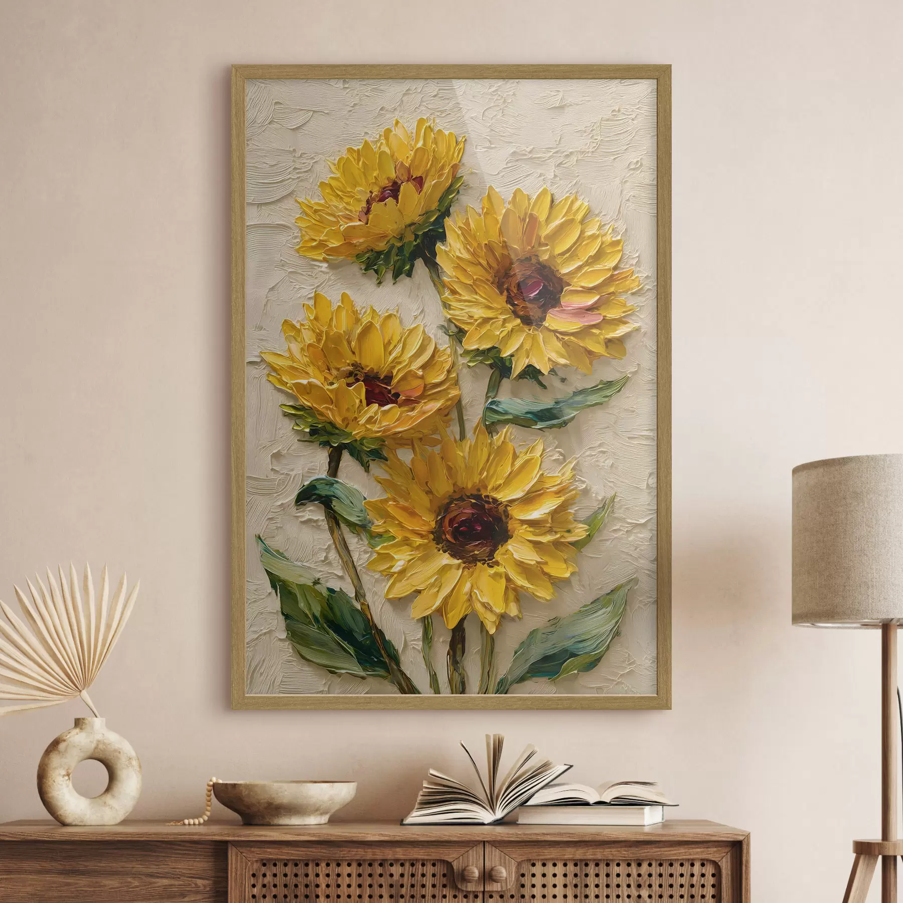 Fototapete Üppige Sonnenblumen im Impasto-Stil f49232