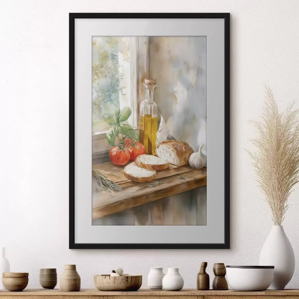 Poster Italienisches Stillleben im Aquarellstil f49255