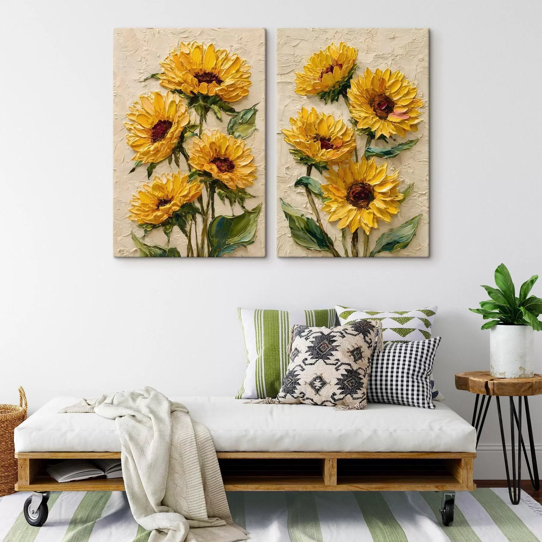 Fototapete Üppige Sonnenblumen im Impasto-Stil m30534
