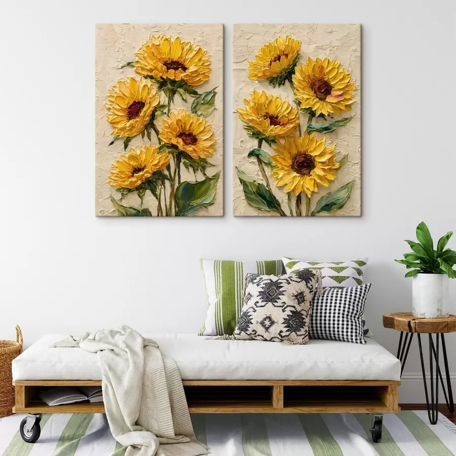 Fototapete Üppige Sonnenblumen im Impasto-Stil m30534
