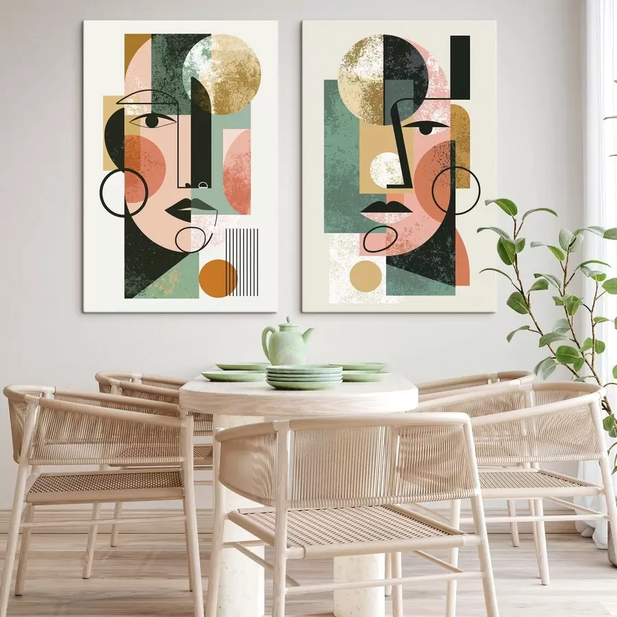 Fototapete Abstrakte Porträts mit geometrischen Formen m30465
