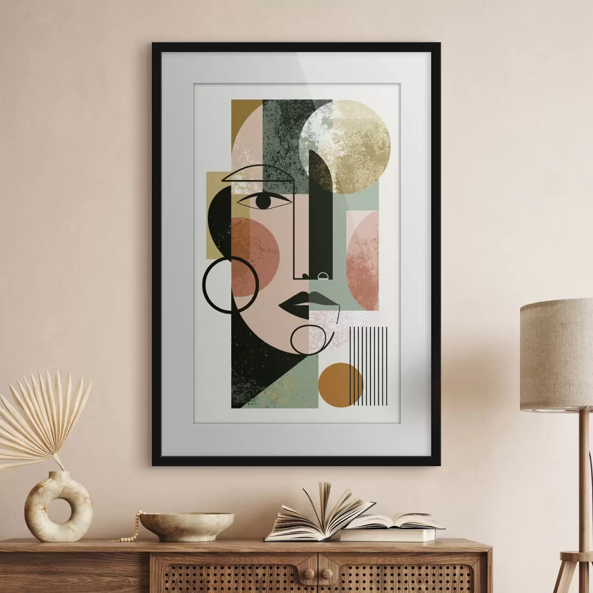 Poster Abstraktes Porträt mit geometrischen Formen f49341