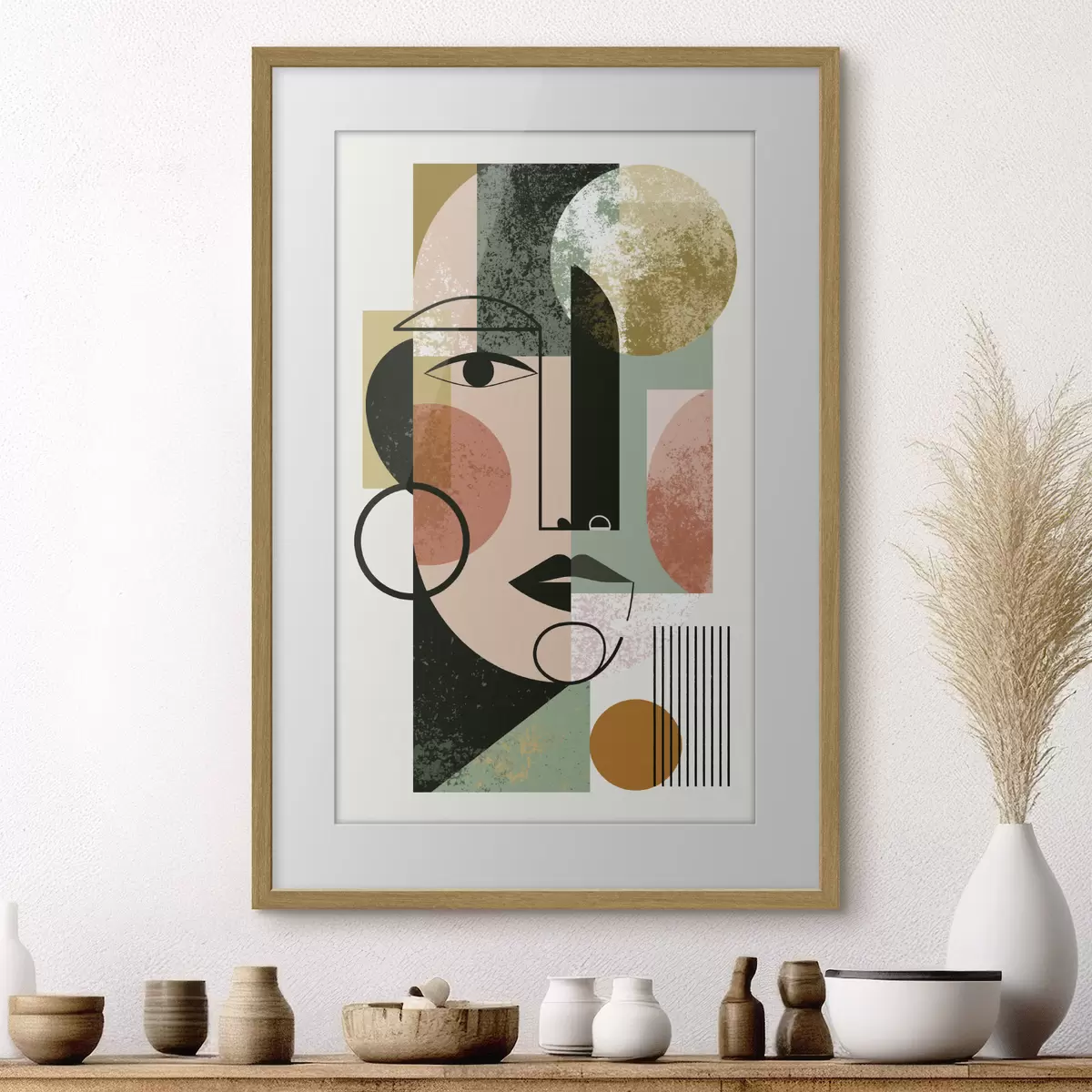 Poster Abstraktes Porträt mit geometrischen Formen f49341