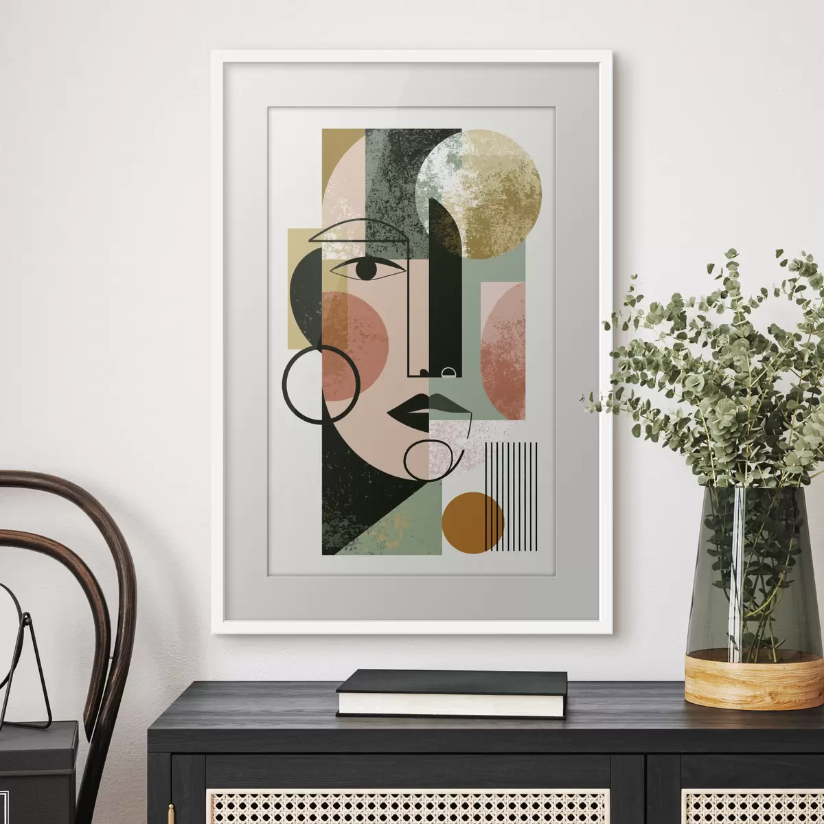 Poster Abstraktes Porträt mit geometrischen Formen f49341