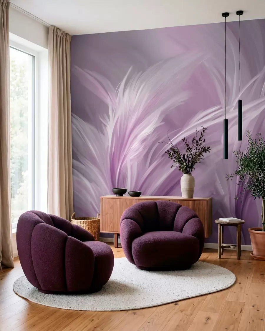 Fototapete Elegante Federn in Violetttönen w05658v2