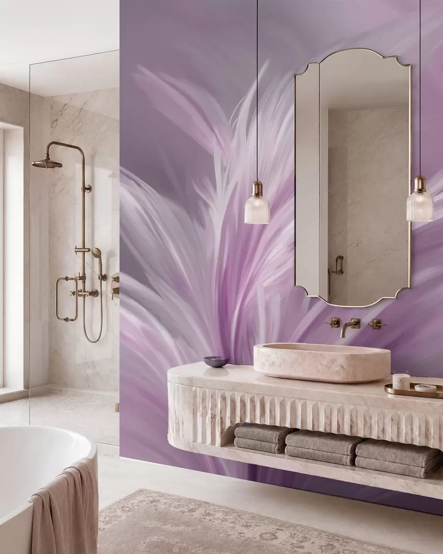 Fototapete Elegante Federn in Violetttönen w05658v2