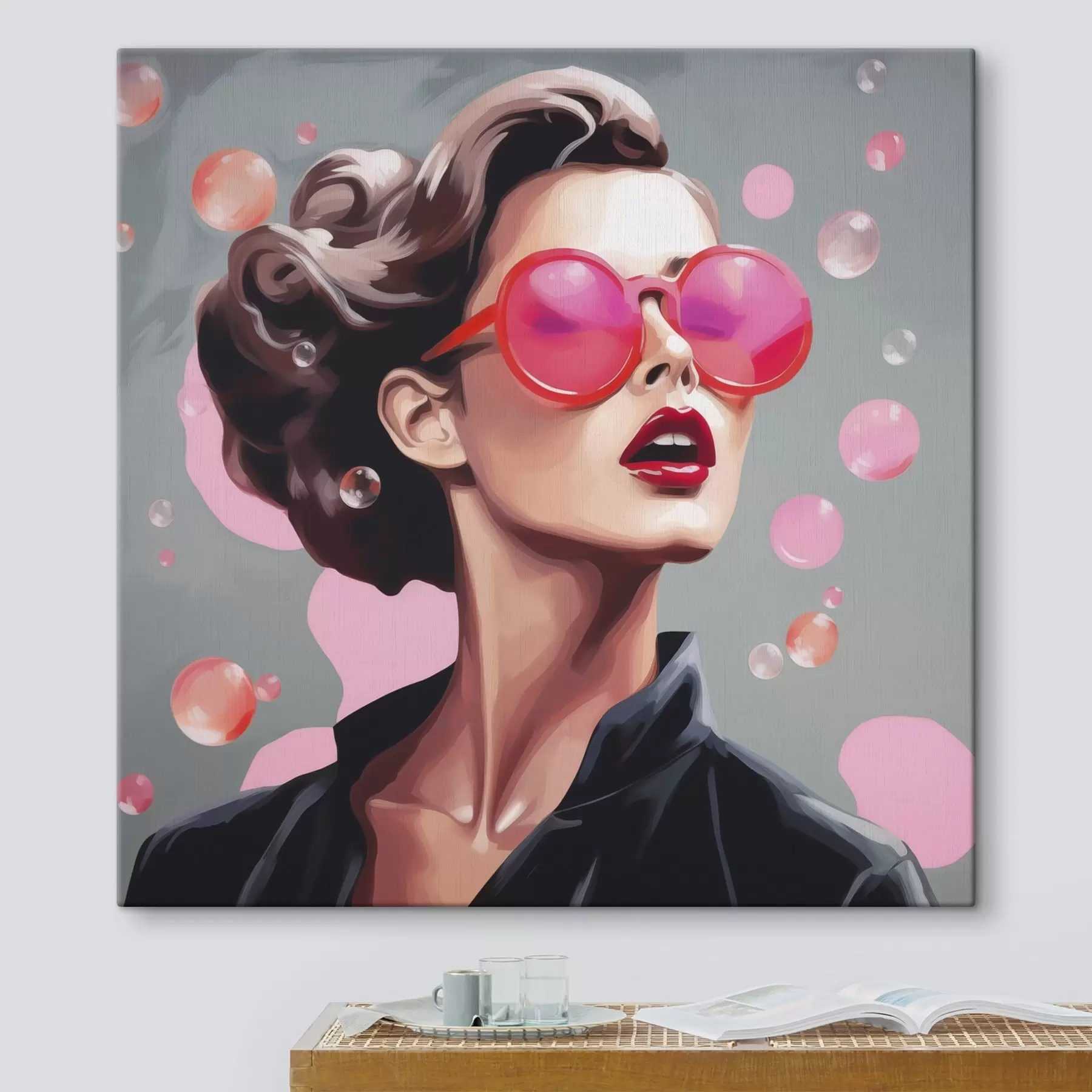 Fototapete Illustration einer jungen Frau mit Sonnenbrille s49386