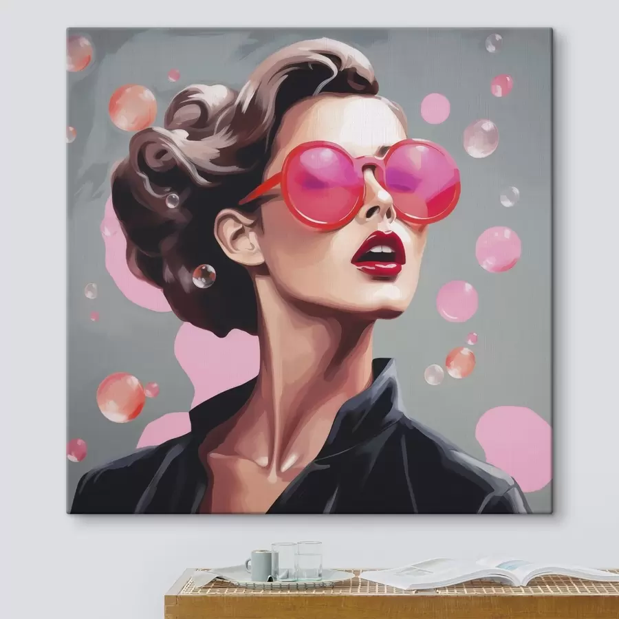 Fototapete Illustration einer jungen Frau mit Sonnenbrille s49386