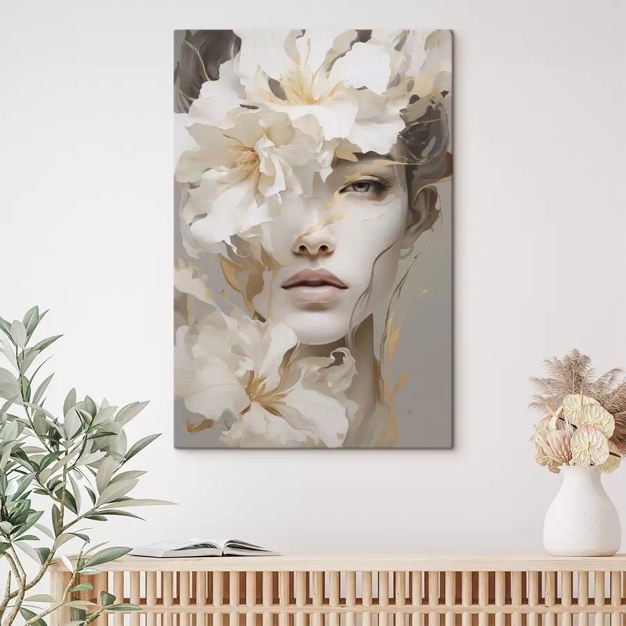 Fototapete Porträt eines Mädchens inmitten von Blumen s49392