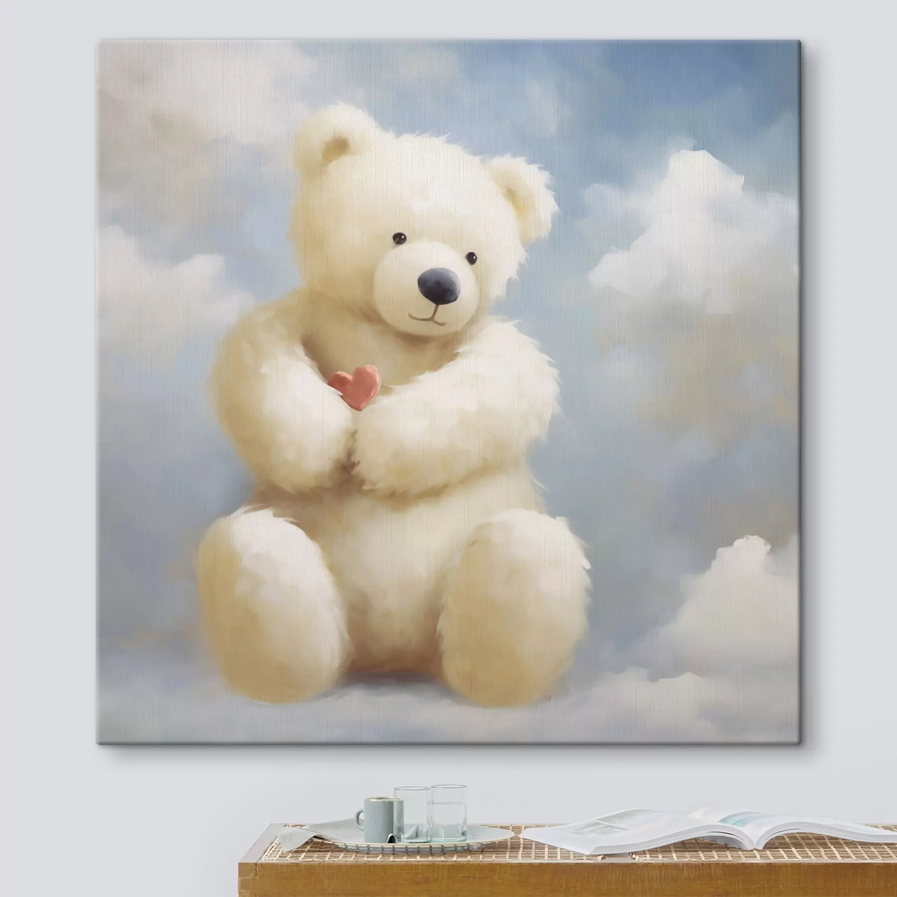 Fototapete Bär mit kleinem Herzen, Imitationsgemälde s49395
