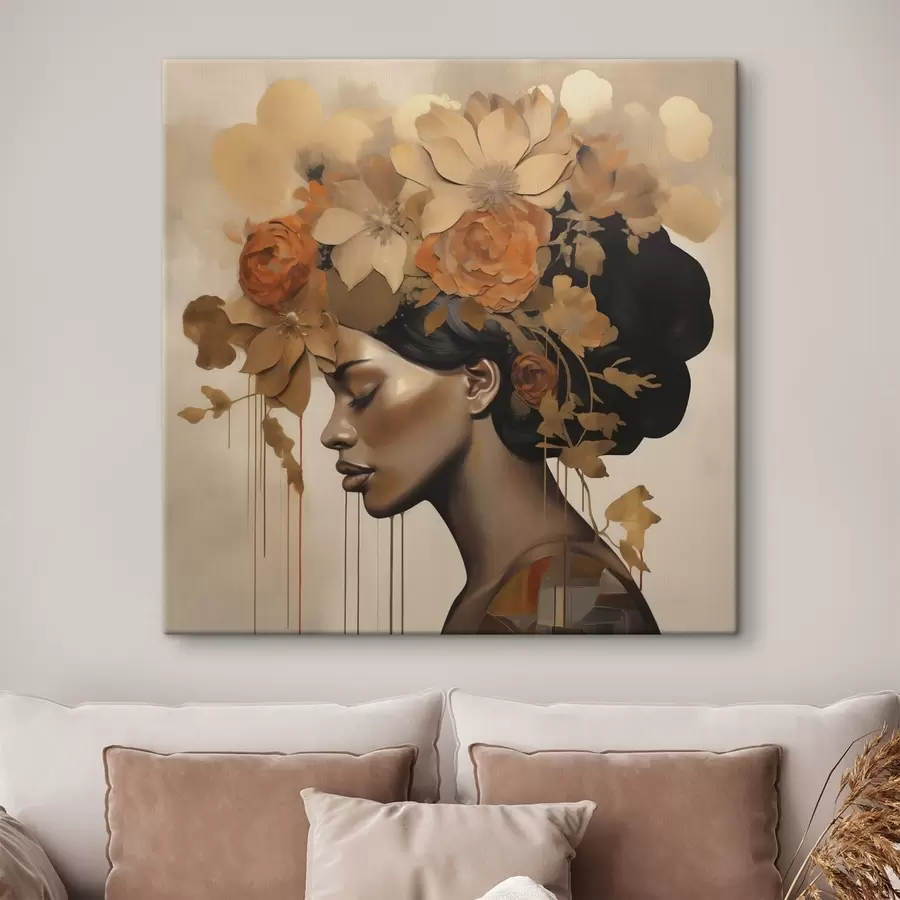 Fototapete Nachmalung: Mädchen mit Blumen im Haar s49402