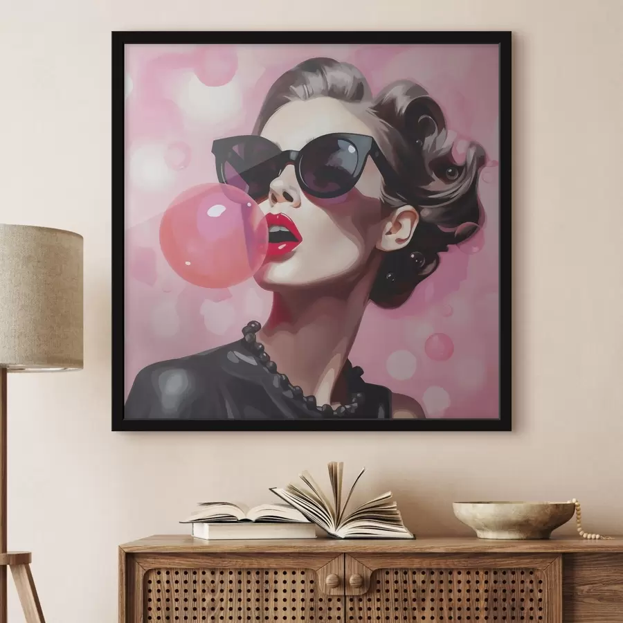 Fototapete Illustration einer jungen Frau mit Sonnenbrille f49385