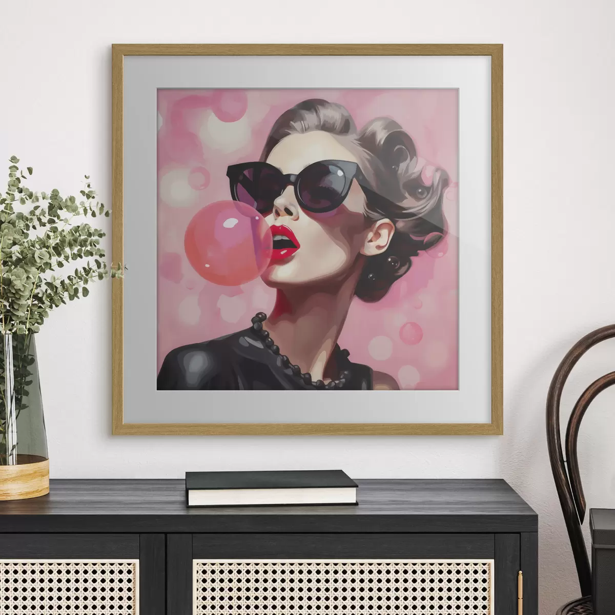 Poster Illustration einer jungen Frau mit Sonnenbrille f49385