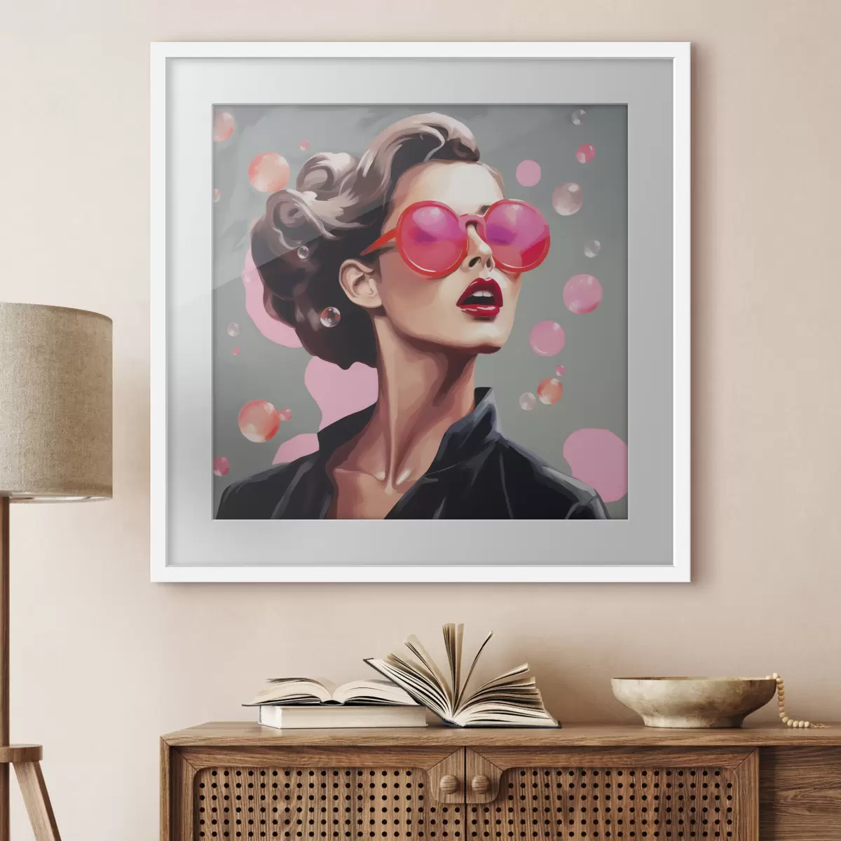 Poster Illustration einer jungen Frau mit Sonnenbrille f49386