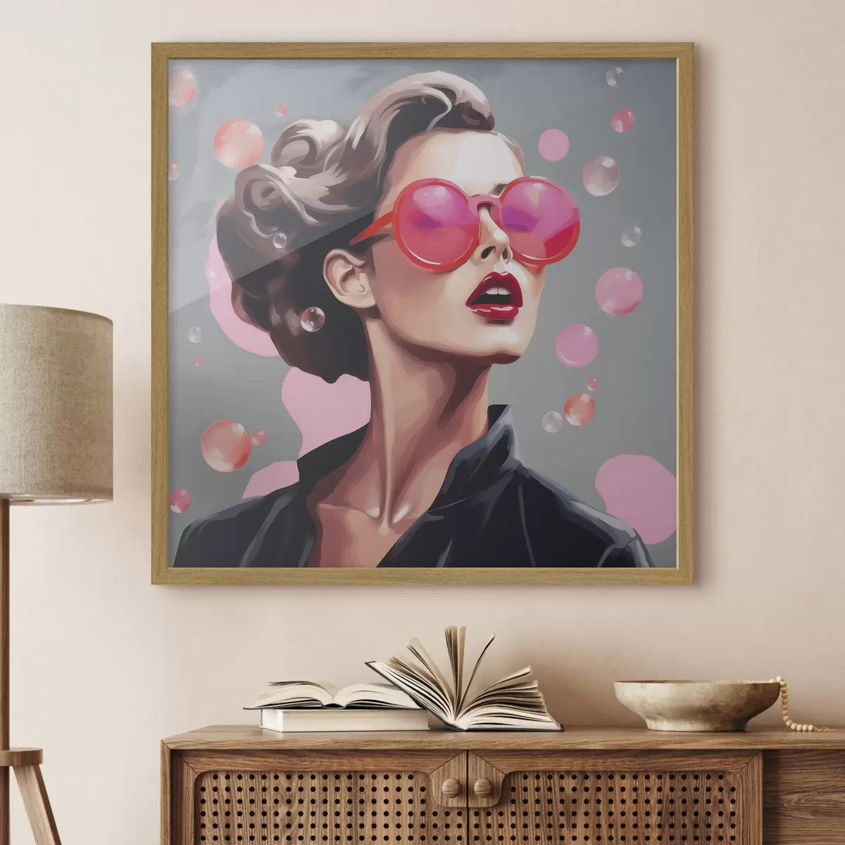 Poster Illustration einer jungen Frau mit Sonnenbrille f49386