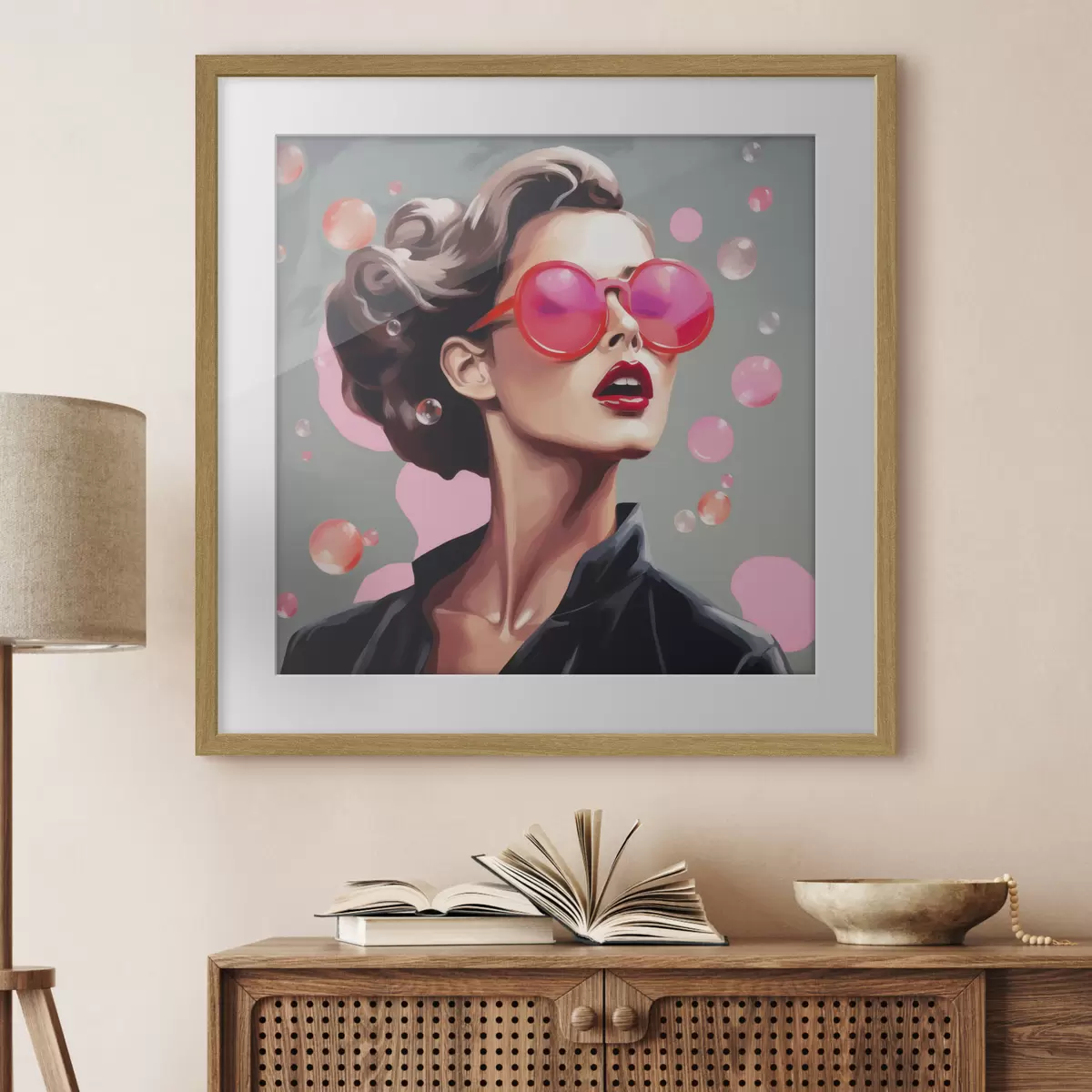 Poster Illustration einer jungen Frau mit Sonnenbrille f49386