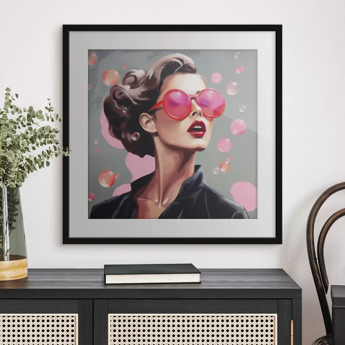 Poster Illustration einer jungen Frau mit Sonnenbrille f49386