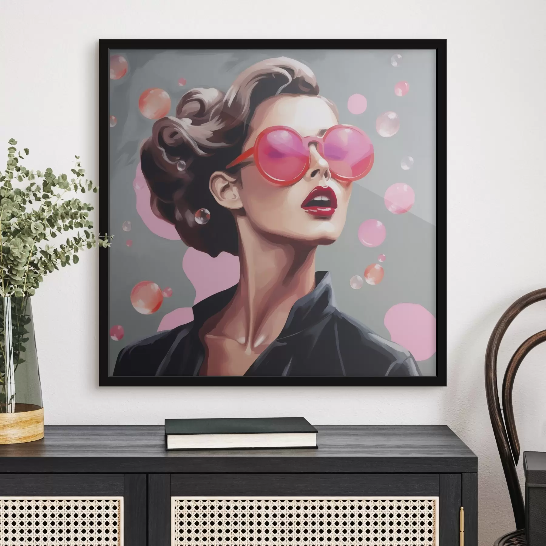 Fototapete Illustration einer jungen Frau mit Sonnenbrille f49386