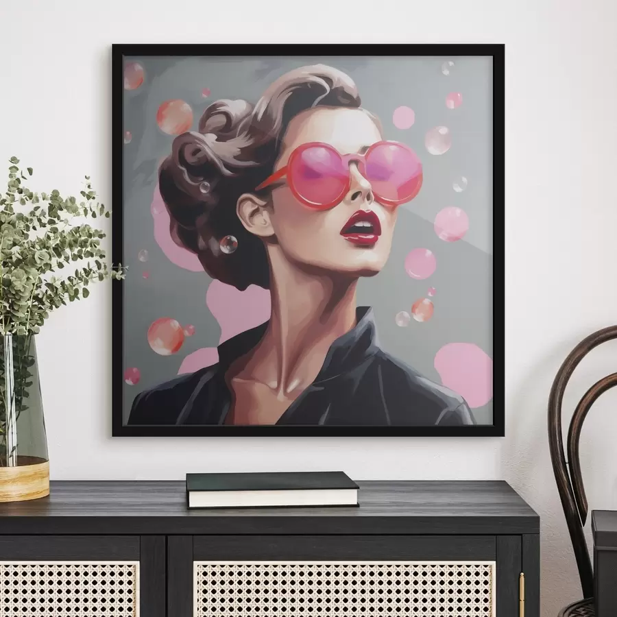 Fototapete Illustration einer jungen Frau mit Sonnenbrille f49386