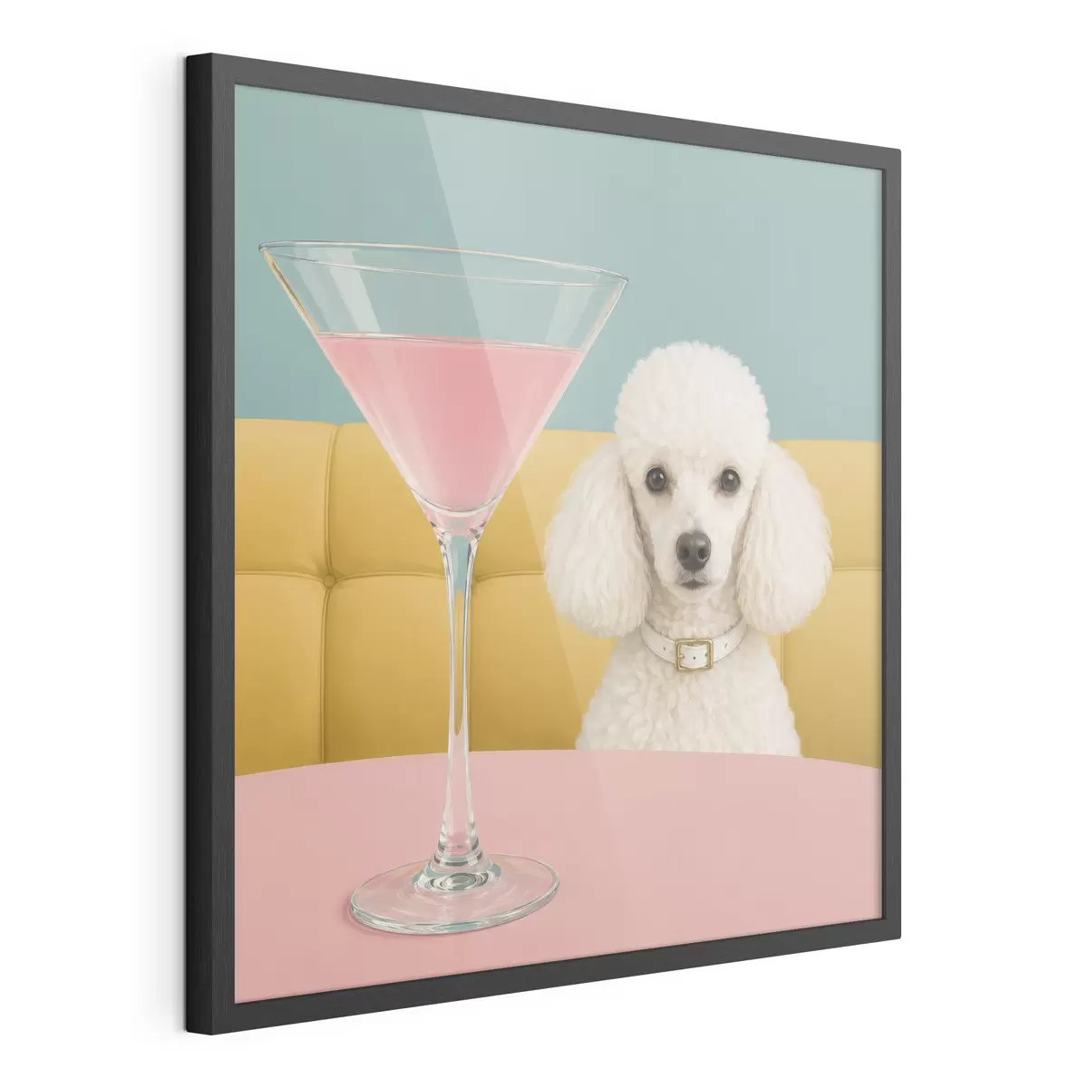 Poster Ein weißer Pudel und ein Glas f49389