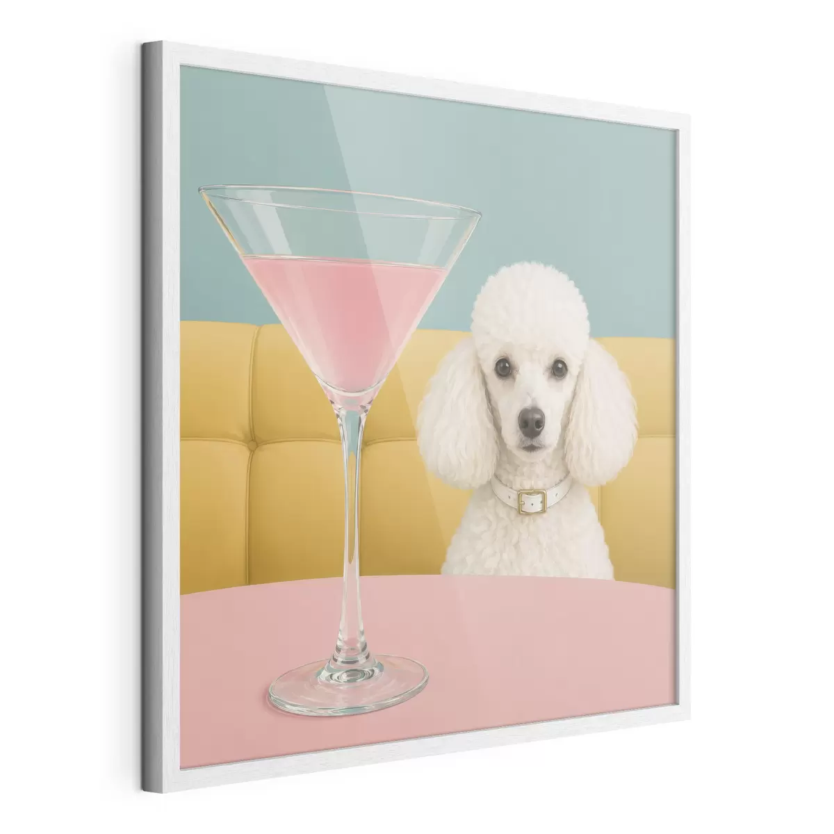 Poster Ein weißer Pudel und ein Glas f49389