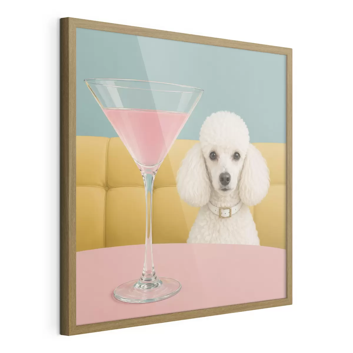 Poster Ein weißer Pudel und ein Glas f49389
