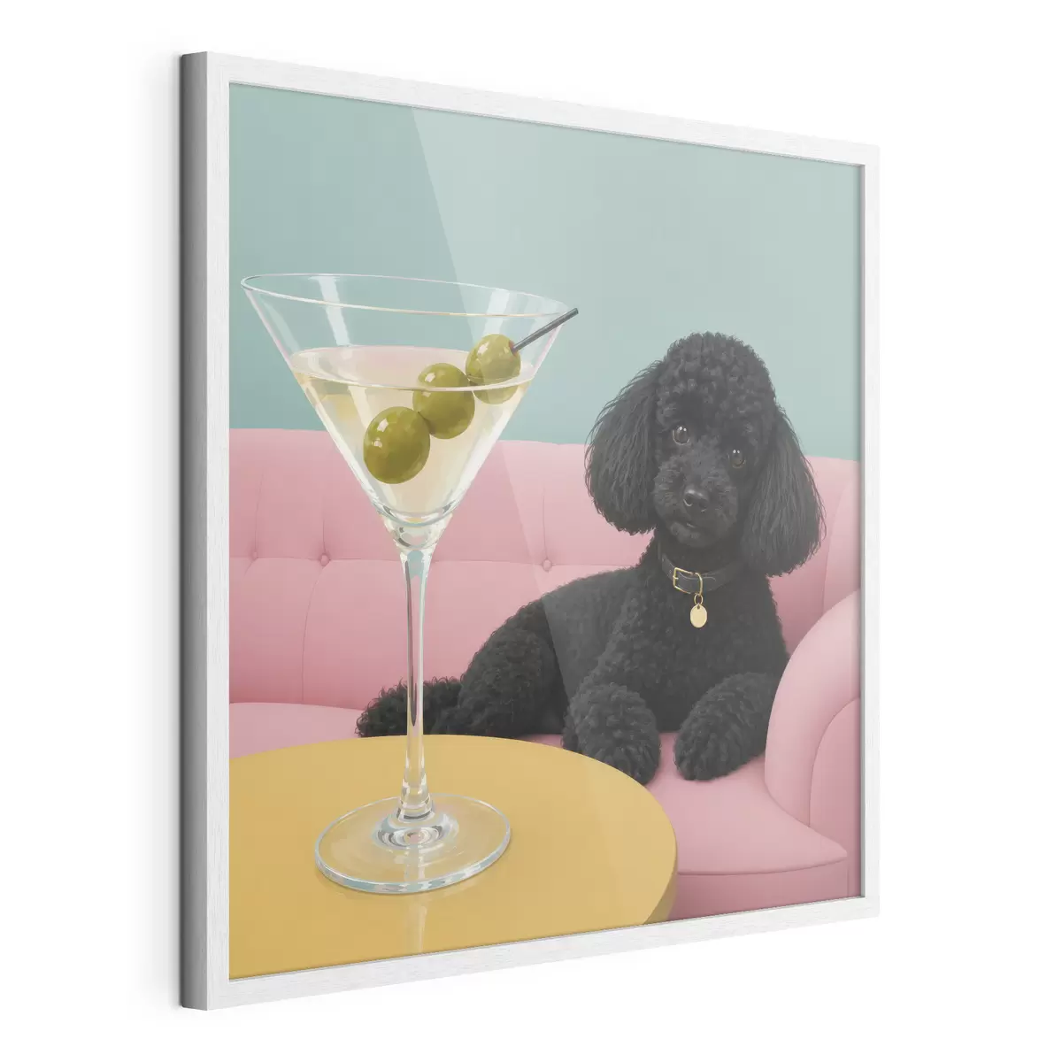 Poster Schwarzer Hund und Glas f49390