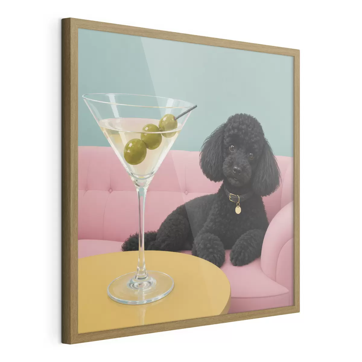 Poster Schwarzer Hund und Glas f49390