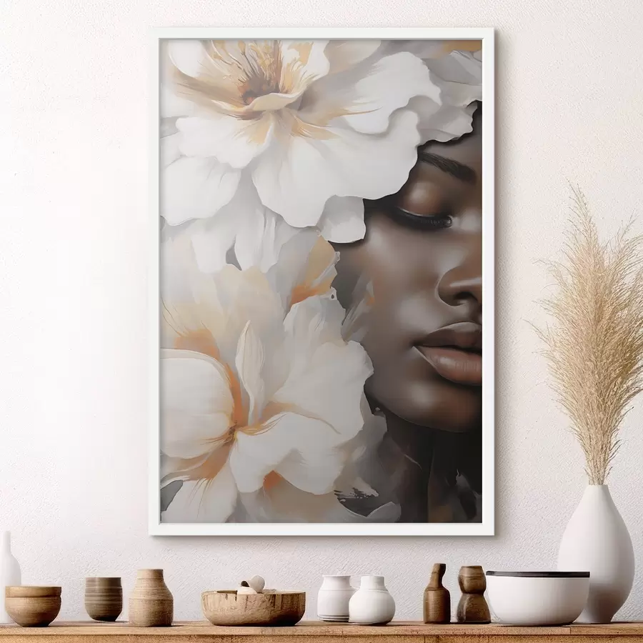 Fototapete Das Gesicht eines Mädchens in Blumen f49391