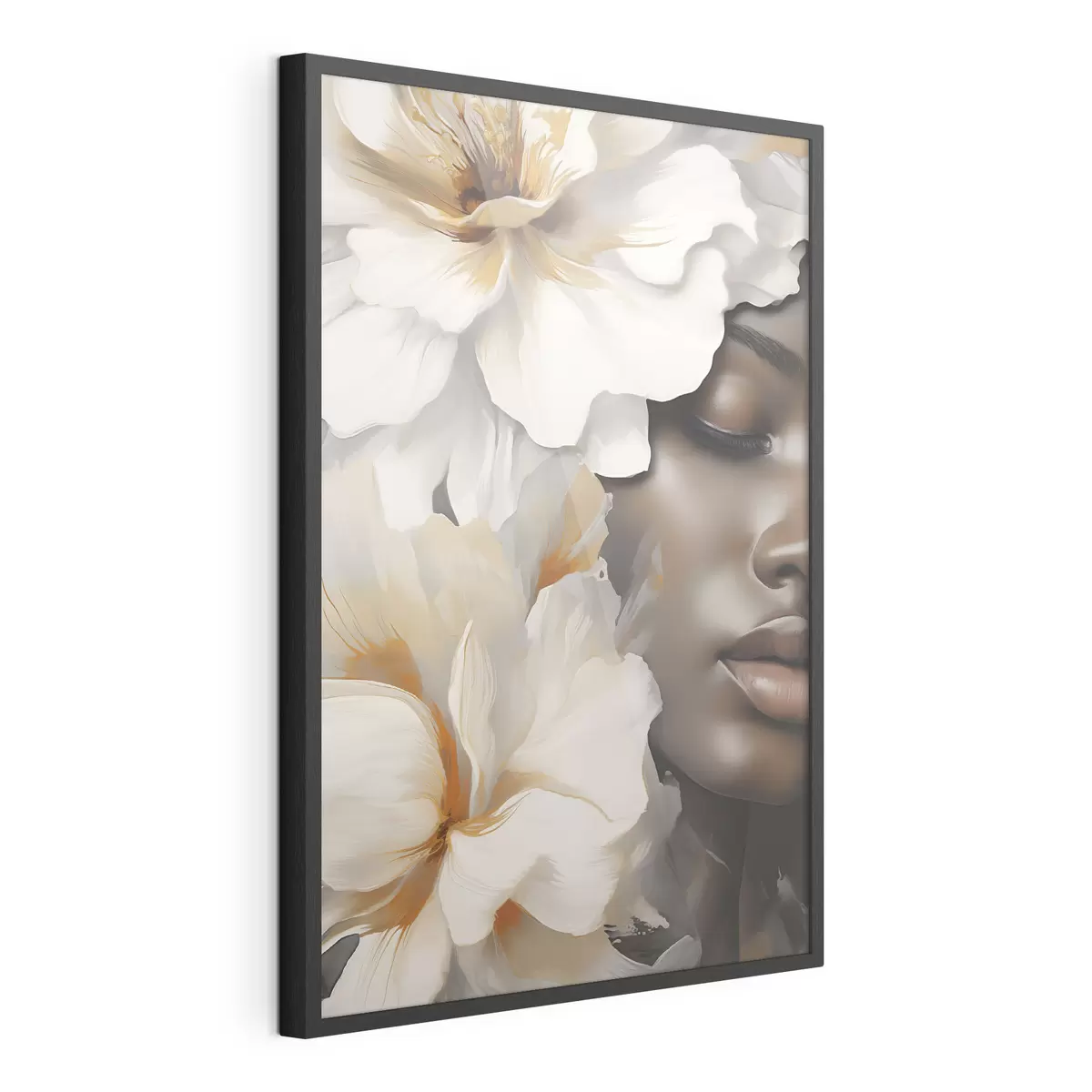 Poster Das Gesicht eines Mädchens in Blumen f49391