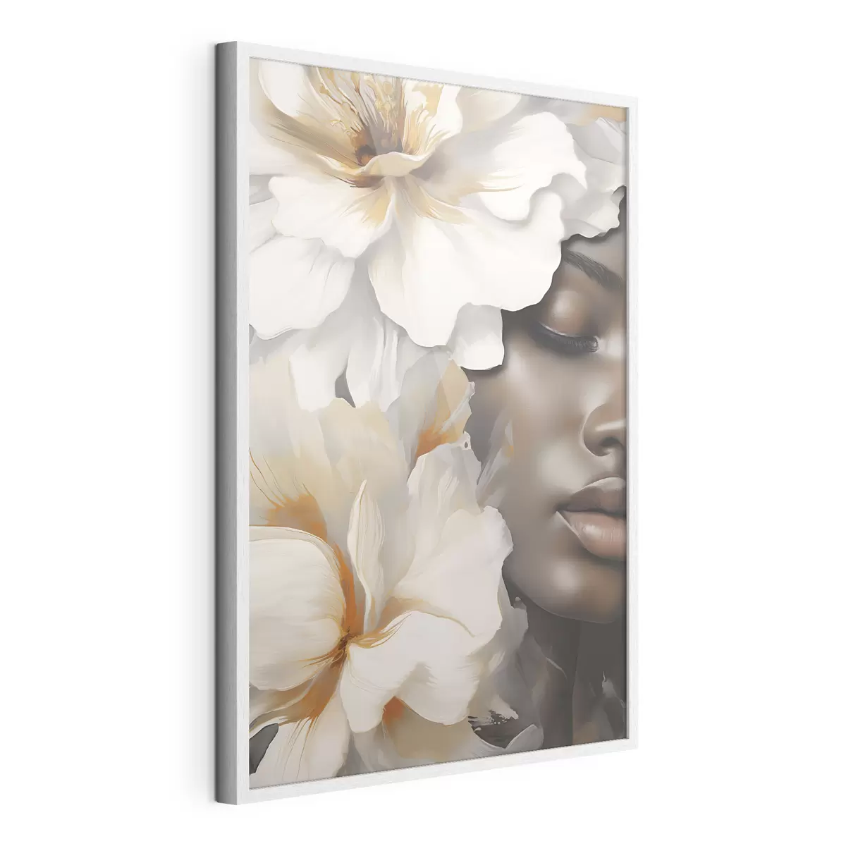 Poster Das Gesicht eines Mädchens in Blumen f49391