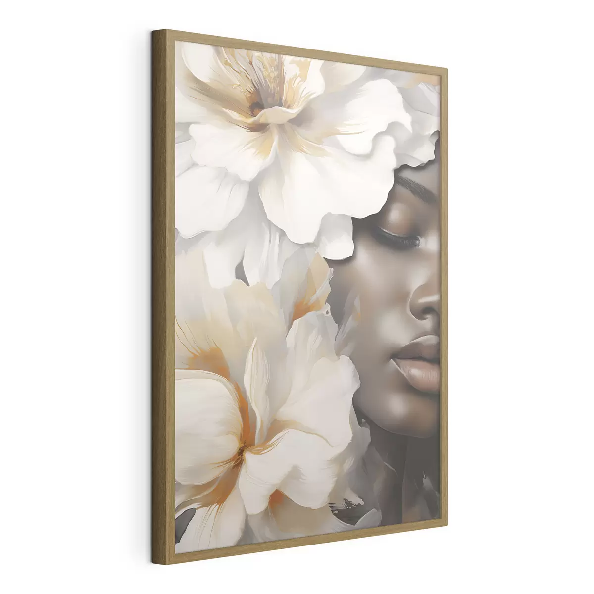 Poster Das Gesicht eines Mädchens in Blumen f49391