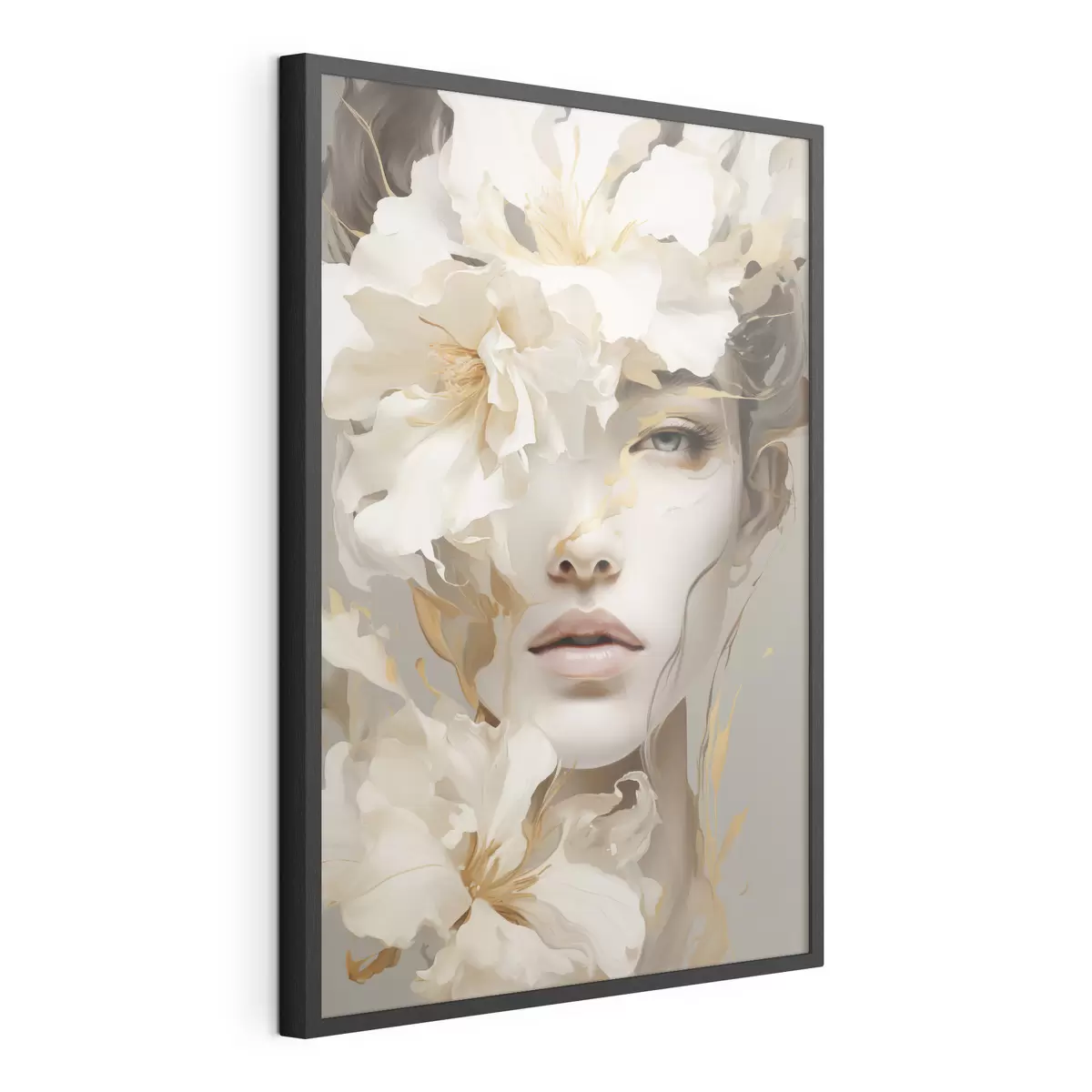 Poster Porträt eines Mädchens inmitten von Blumen f49392
