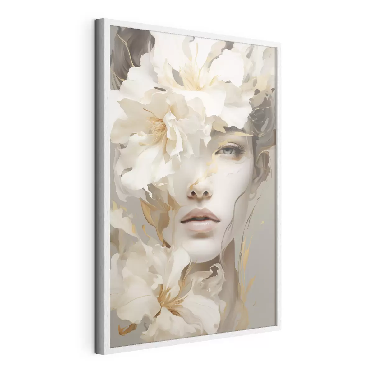 Poster Porträt eines Mädchens inmitten von Blumen f49392