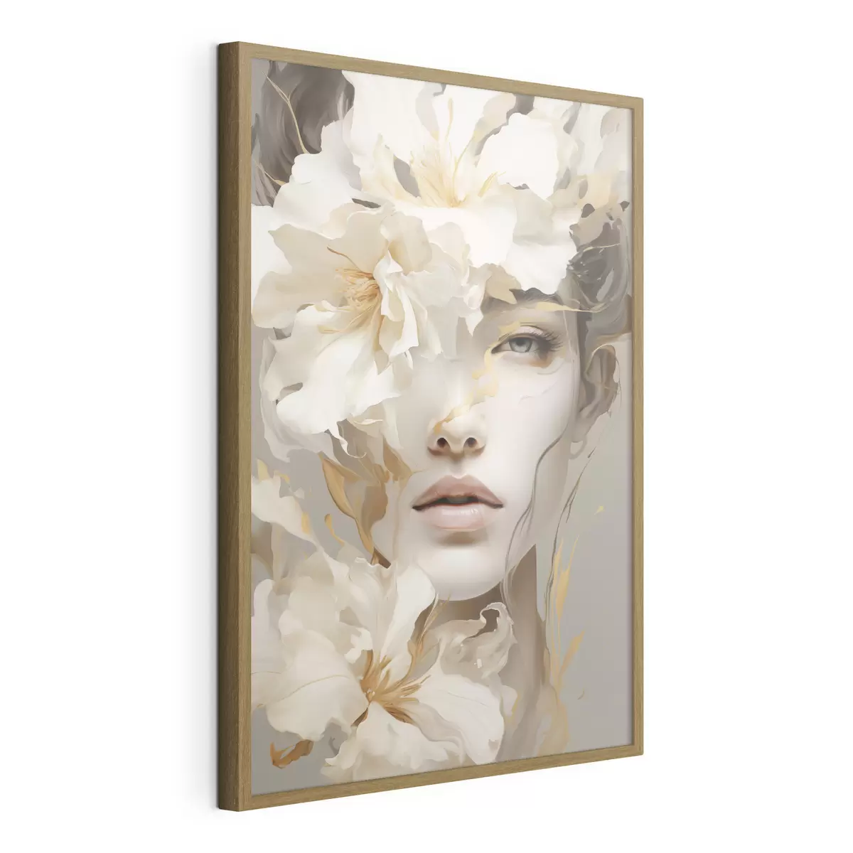 Poster Porträt eines Mädchens inmitten von Blumen f49392