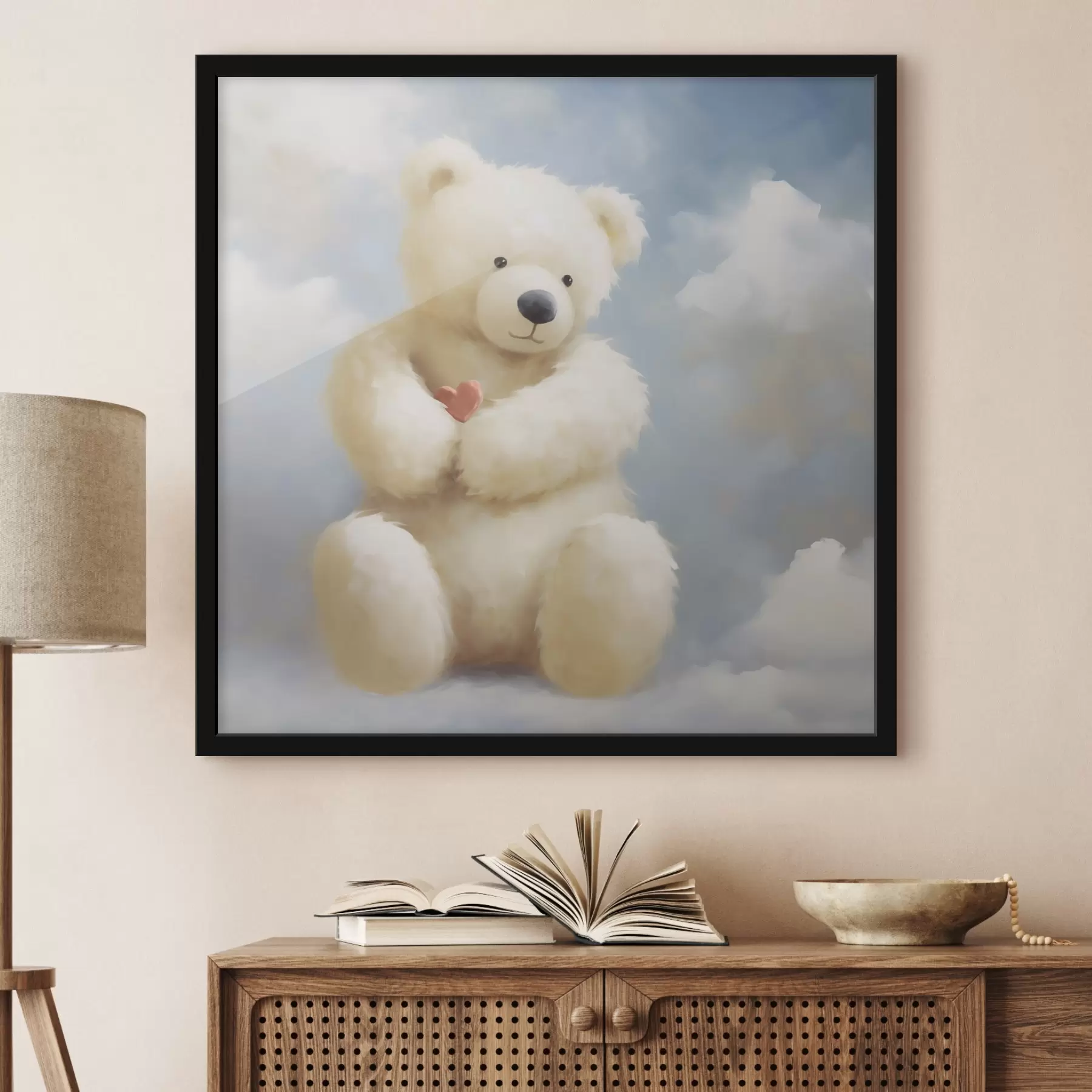 Fototapete Bär mit kleinem Herzen, Imitationsgemälde f49395