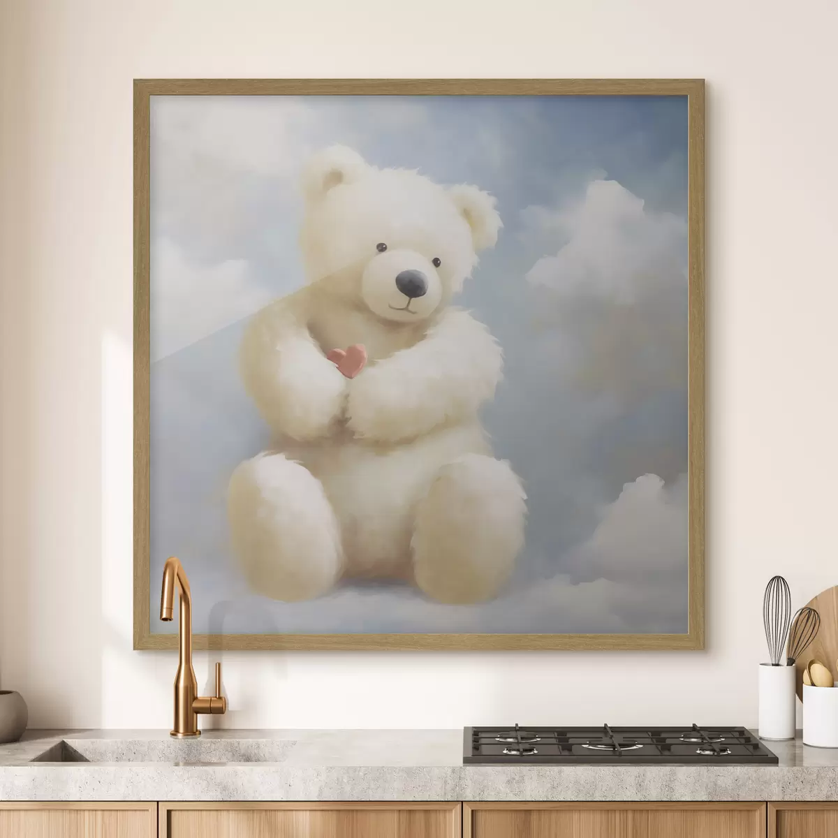 Poster Bär mit kleinem Herzen, Imitationsgemälde f49395