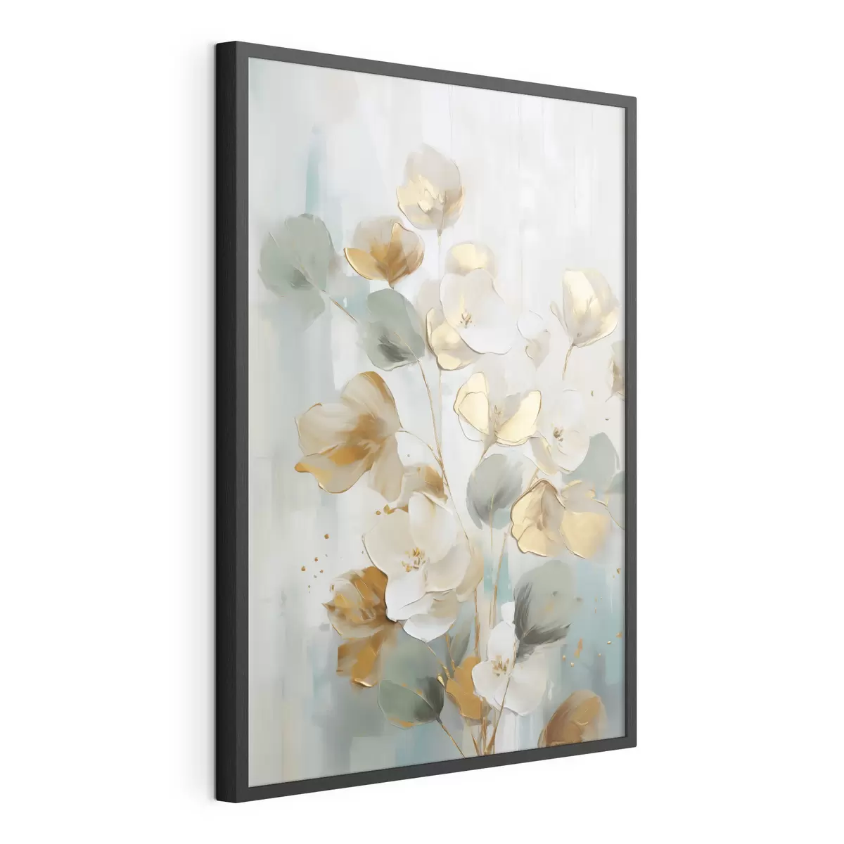 Poster Abstrakte Zweige mit gemalter Blattimitation f49399