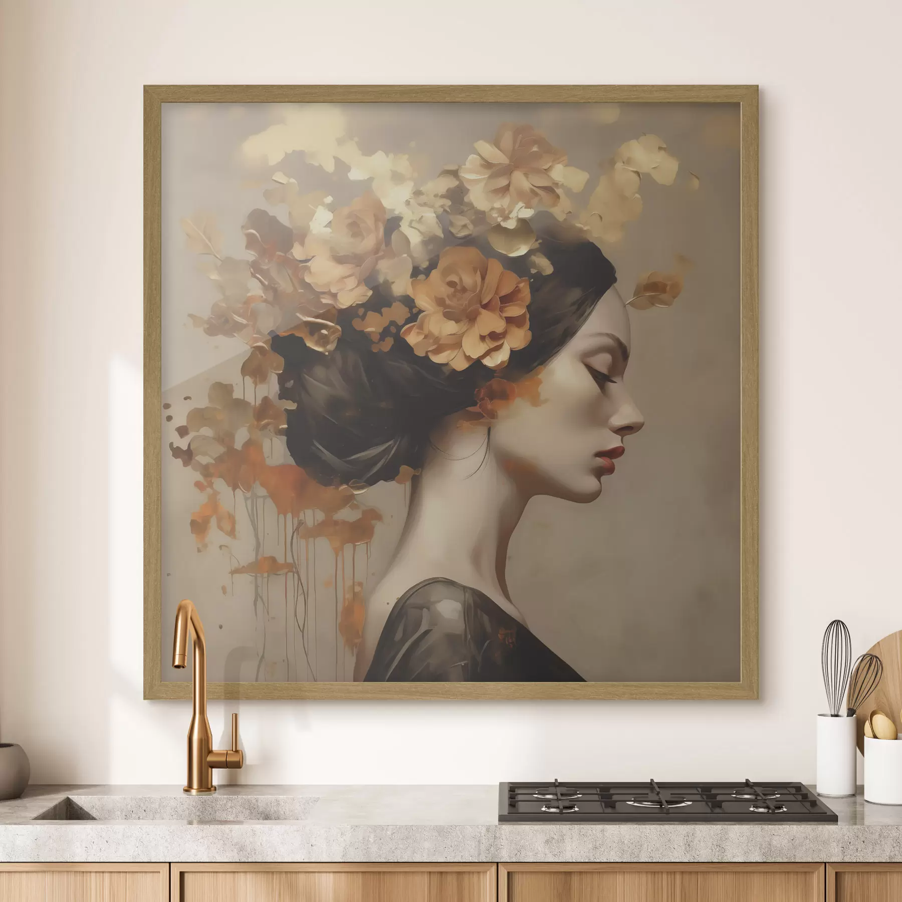 Fototapete Nachmalung: Mädchen mit Blumen im Haar f49401