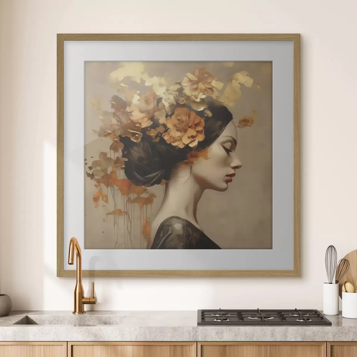 Poster Nachmalung: Mädchen mit Blumen im Haar f49401